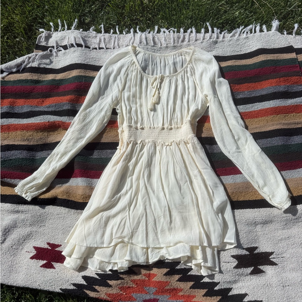 Western Cream Long Sleeve Dress
